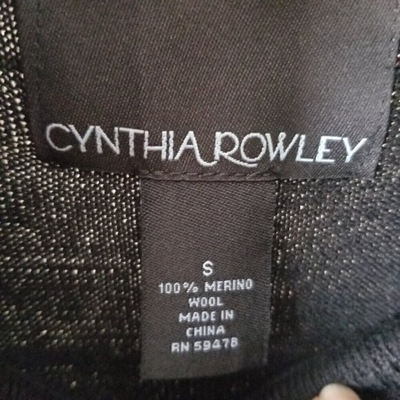 Cynthia Rowley Marino Wool Sweater Dress Black Turtleneck Flutter Cuff Small - Picture 4 of 8